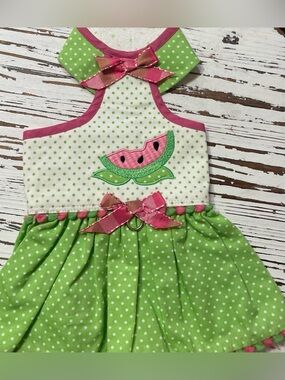 Green Polka Dot Watermelon Appliqué Pet  Dress
Medium